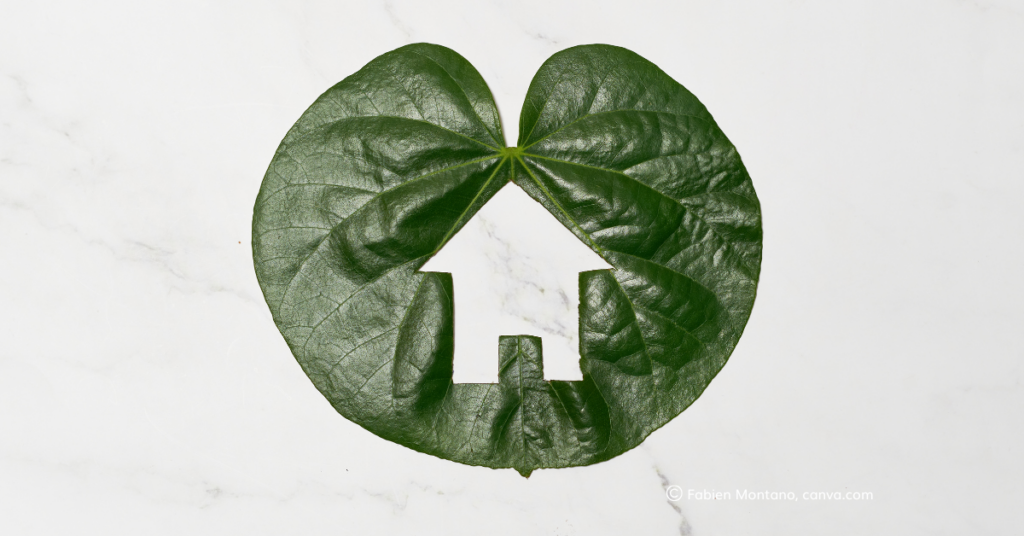 A house cut out of a leaf, by Fabian Montano, canva.com