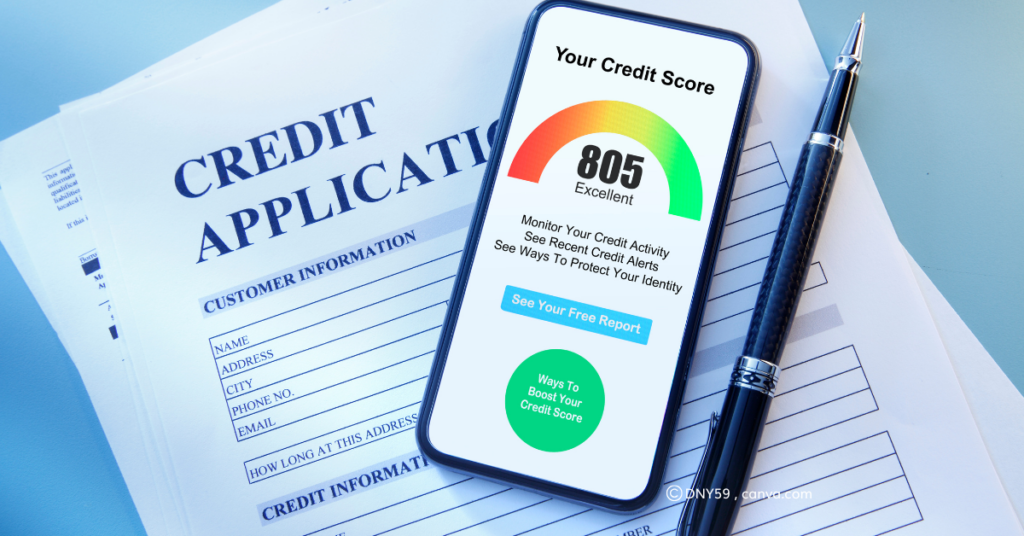 A picture of a credit score and credit application, by DNY59, canva.com