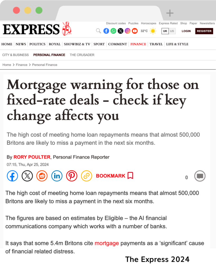 Press: Preview of article in The Express: Mortgage warning for those on fixed-rate deals