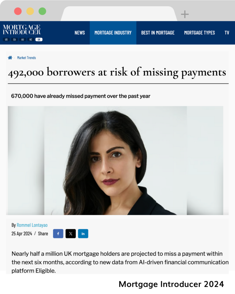 Press: Mortgage Introducer article: Borrowers at risk of missing mortgage payments