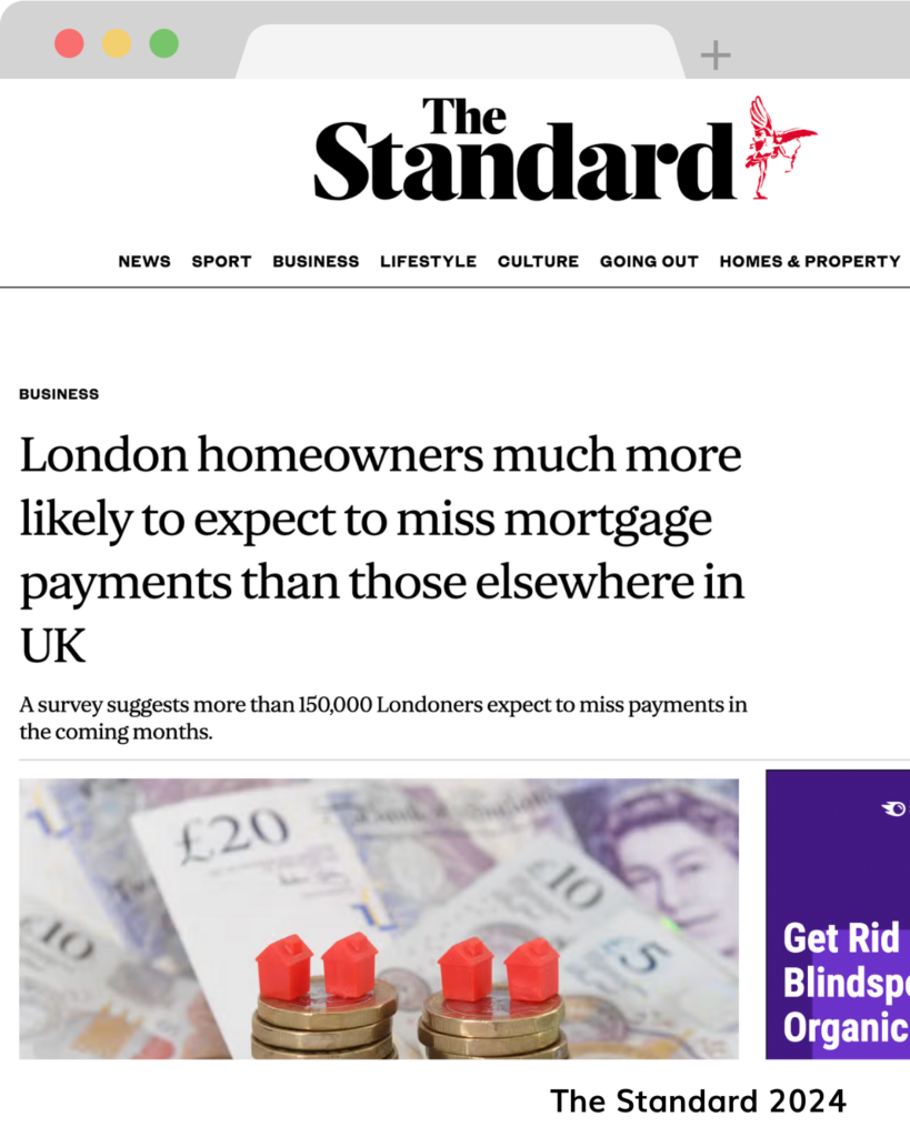 Press: Preview of article in The Standard: London homeowners much more likely to miss mortgage payments