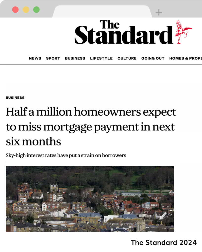 Press: Preview of article in The Standard: Half a million homeowners expect to miss mortgage payments in the next six months