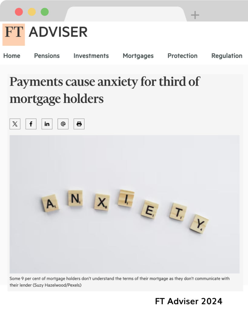 Press: Preview of article in the FT Adviser: Payments cause anxiety for a third of mortgage holders